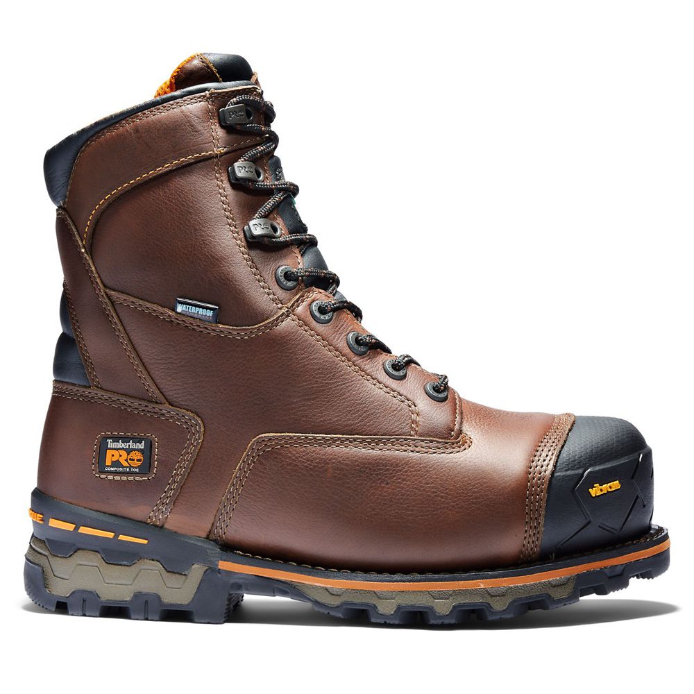 Botas de Trabajo Masculino - Timberland Pro® Boondock 8" Comp Toe - RVLED7093 - Marrom/Pretas